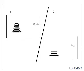 Comparison of Nissan Leaf ICC display with and without a detected lead vehicle