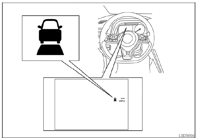 Dashboard warning alert for Nissan Leaf Intelligent Cruise Control temporary unavailability