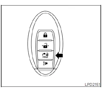 Demonstration of pressing the charge port release button on the remote key fob transmitter