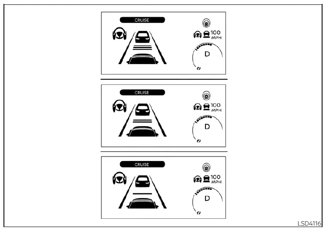 ProPILOT Assist distance setting interface on the instrument cluster