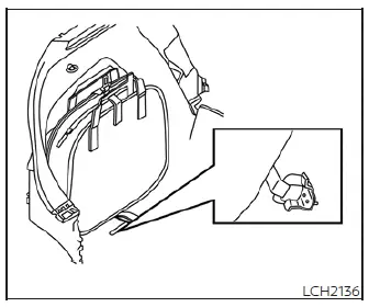 Safety illustration showing proper handling of Nissan Leaf charging cable and connector