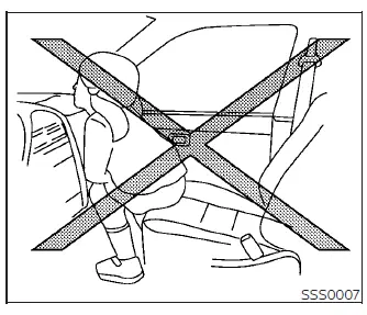 Diagram showing correct seated position in the Nissan Leaf front seat