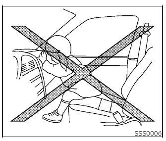 Illustration of correct passenger posture in the Nissan Leaf
