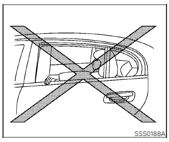 Warning illustration regarding child restraint safety in the Nissan Leaf