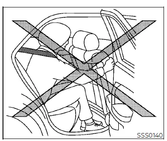 Diagram of safe vs unsafe child seating positions in the Nissan Leaf