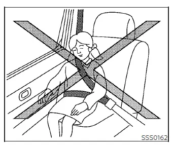 Warning against holding children in the lap within a Nissan Leaf