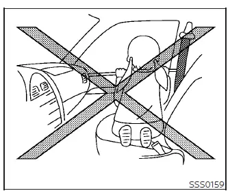 Diagram illustrating the risk of children standing in a Nissan Leaf