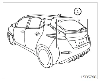 Rear view of Nissan Leaf showing radar sensor placement on the rear bumper