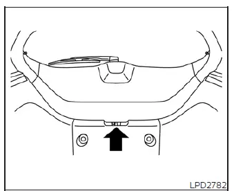 Interior cargo area view pinpointing the location of the emergency rear hatch lock override trim cover