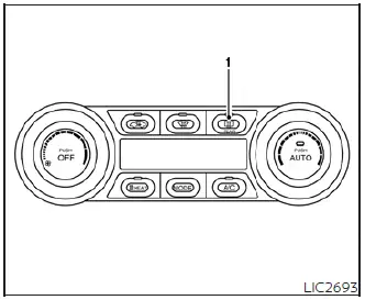 Type A rear window and side mirror defroster button on Nissan Leaf dashboard
