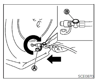 Connecting the compressor hose to the Nissan Leaf tire valve