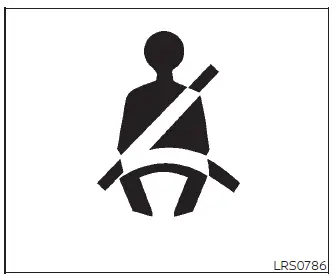 Dashboard seat belt warning indicator illuminated in the Nissan Leaf