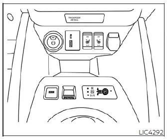 Open storage tray located on the instrument panel dashboard