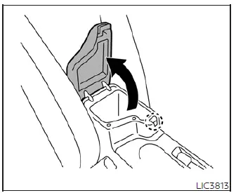 Center console storage box between the front seats