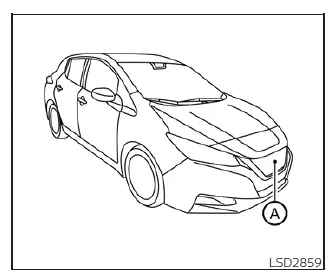 Front bumper radar sensor location on the Nissan Leaf