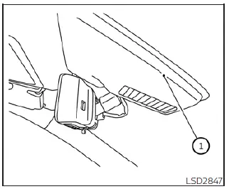 Interior view highlighting the windshield-mounted camera unit area above the Nissan Leaf rearview mirror, which requires clear visibility for optimal lane detection