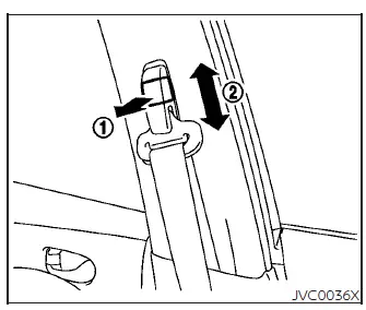 Rear center seat belt buckle identification with CENTER mark in the Nissan Leaf