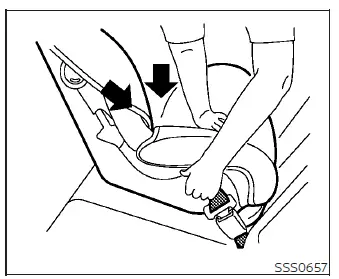 Compressing the Nissan Leaf seat cushion while tightening the seat belt