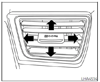 Dashboard side vent assembly showing the slide control mechanism in the Nissan Leaf cockpit