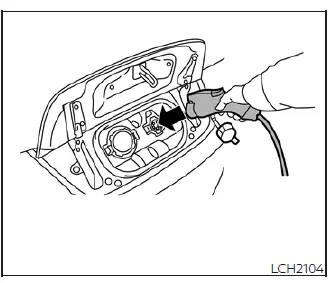 Opening the Nissan Leaf charge port lid and internal cap for AC charging
