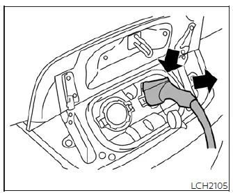 Connecting the charging cable to the Nissan Leaf and confirming successful communication
