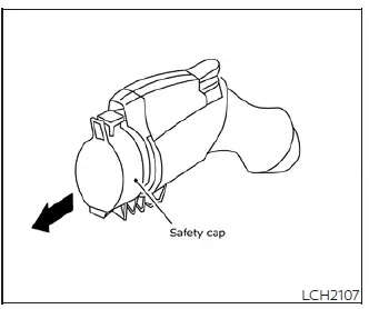 Opening the protective cap on the Nissan Leaf charge connector