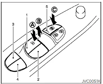 Main power window switch panel on the driver's side armrest of the Nissan Leaf