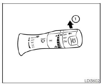 Diagram illustrating how to manually raise the Nissan Leaf windshield wiper arms