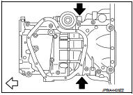 c. Insert seal cutter [SST: KV10111100 (J-37228)] between oil pan (upper) and