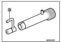 6. With a hammer, tap the push rod until the shoulder (E) of the